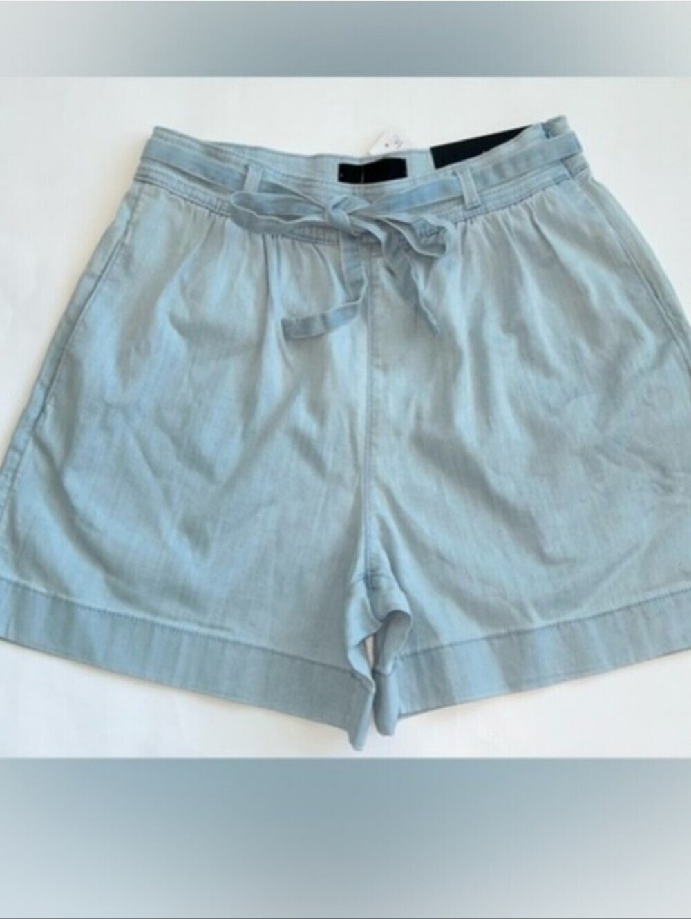 White House Black Market Light Blue Tie-Waist Linen Shorts